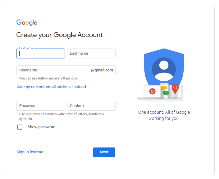 create google account