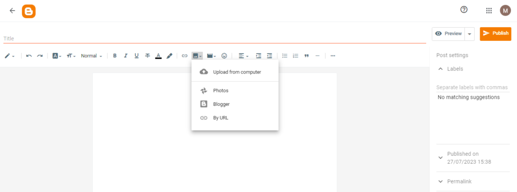 add image in blogger blog