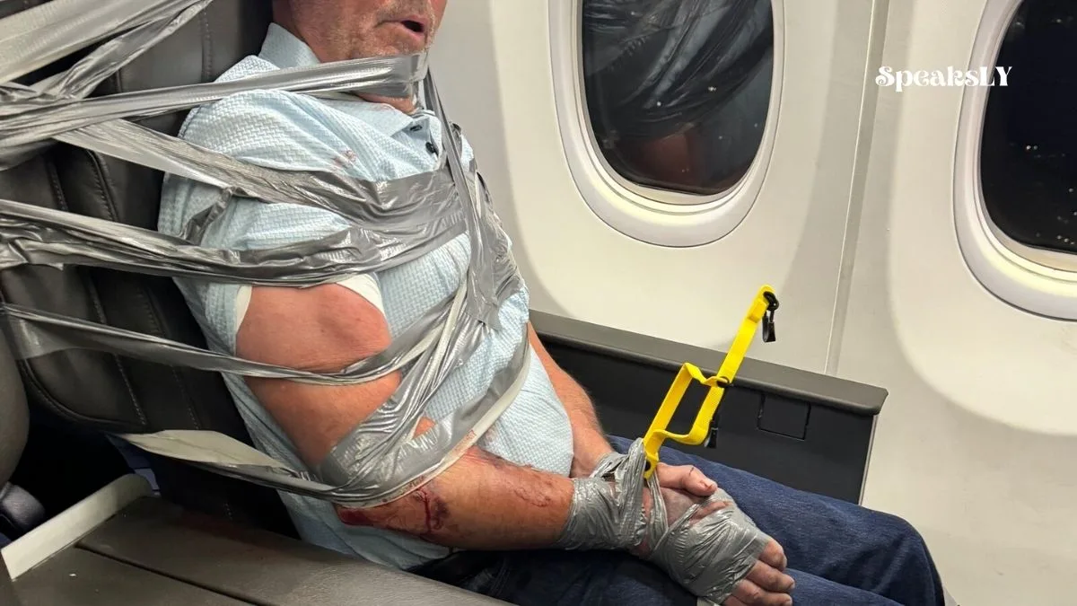 unruly passenger duct taped